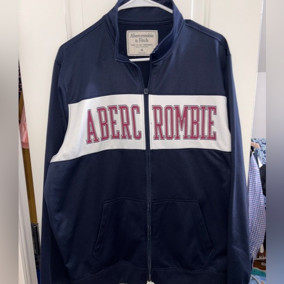 Abercrombie & Fitch Other - VINTAGE Abercrombie & Fitch Full-Zip Navy Track Jacket Rugby Stripe size XL